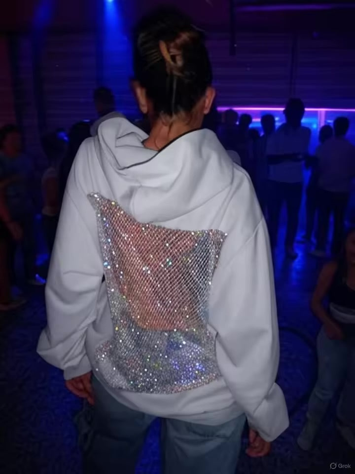 Spotlight CrystalMesh Oversized Sparkle Hoodie
