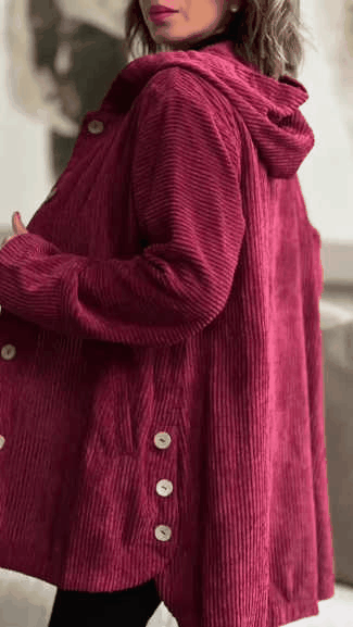 Stylish Corduroy Hooded Jacket